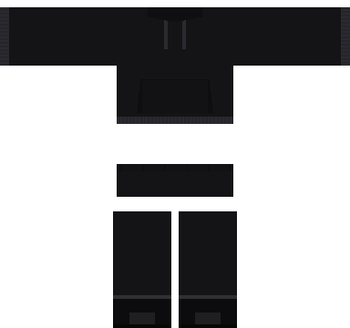 All Black Everything Roblox shirt and pants, laid flat