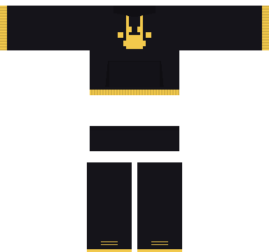 Black Cat Hoodie Roblox shirt and pants, laid flat