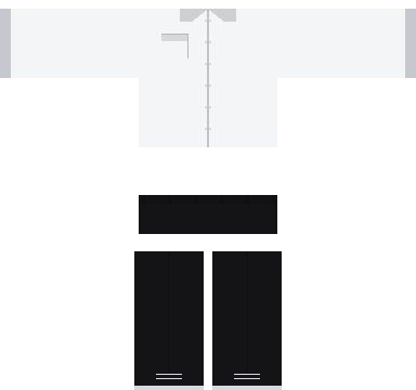 Chef Whites Roblox shirt and pants, laid flat