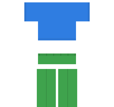 Classic Noob Roblox shirt and pants, laid flat