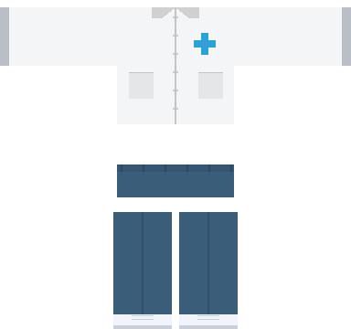 Doctor Roblox shirt and pants, laid flat
