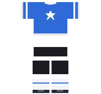 Football Kit Blue Roblox shirt and pants, laid flat