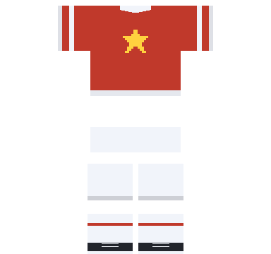 Football Kit Red Roblox shirt and pants, laid flat