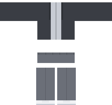 Greyscale Layers Roblox shirt and pants, laid flat