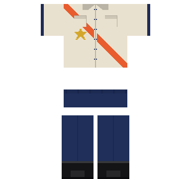 Hall Monitor Roblox shirt and pants, laid flat