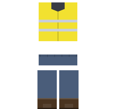 Hi-Vis Builder Roblox shirt and pants, laid flat