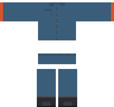 Mechanic Roblox shirt and pants, laid flat