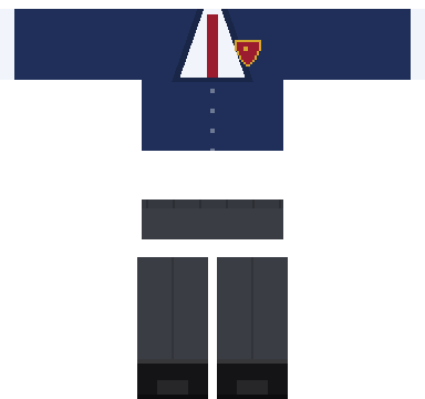 Navy Blazer Uniform Roblox shirt and pants, laid flat