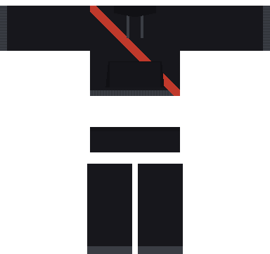 Ninja Roblox shirt and pants, laid flat