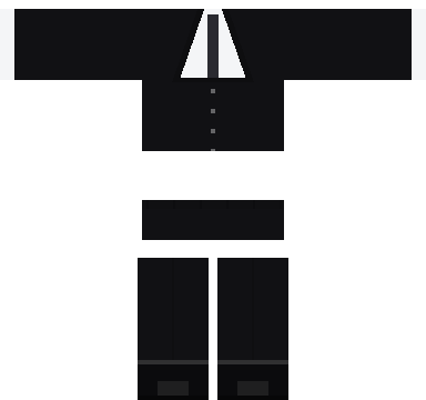 Noir Suit Roblox shirt and pants, laid flat