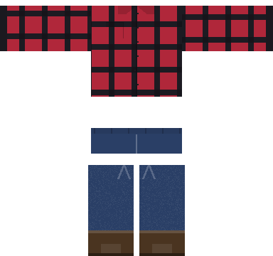 Plaid Button-Up Roblox shirt and pants, laid flat