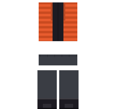 Puffer Vest Roblox shirt and pants, laid flat