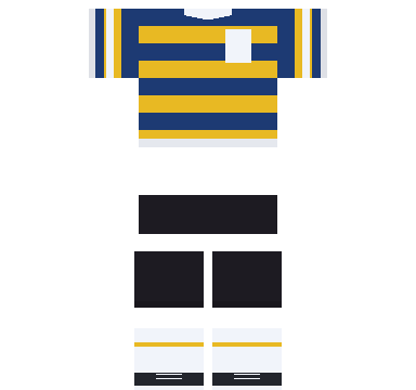 Rugby League Hoops Roblox shirt and pants, laid flat
