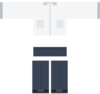 Science Lab Coat Roblox shirt and pants, laid flat