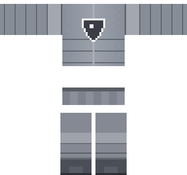 Silver Knight Roblox shirt and pants, laid flat