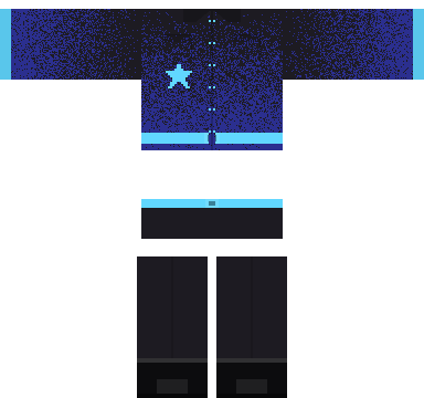 Space Captain Roblox shirt and pants, laid flat