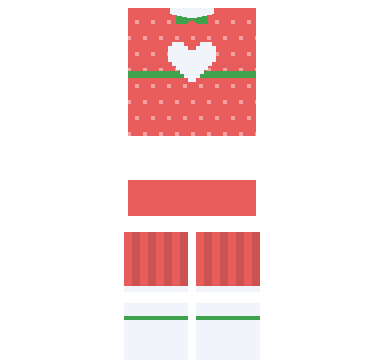 Strawberry Dress Roblox shirt and pants, laid flat