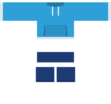Swim Team Roblox shirt and pants, laid flat
