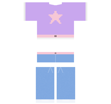 Y2K Baby Tee Roblox shirt and pants, laid flat