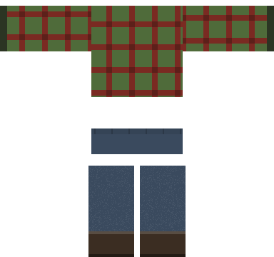Zombie Flannel shirt and pants, back